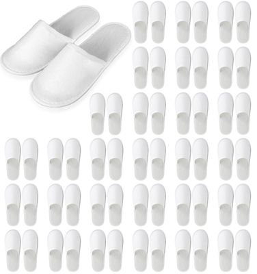 Nexboraque 30 Pairs 10.5 Inch Disposable Slippers for Guests, White Spa Slippers Bulk House Slippers Non Slip Closed Toe Travel Slippers for Hotel Guests Women Men, Medium