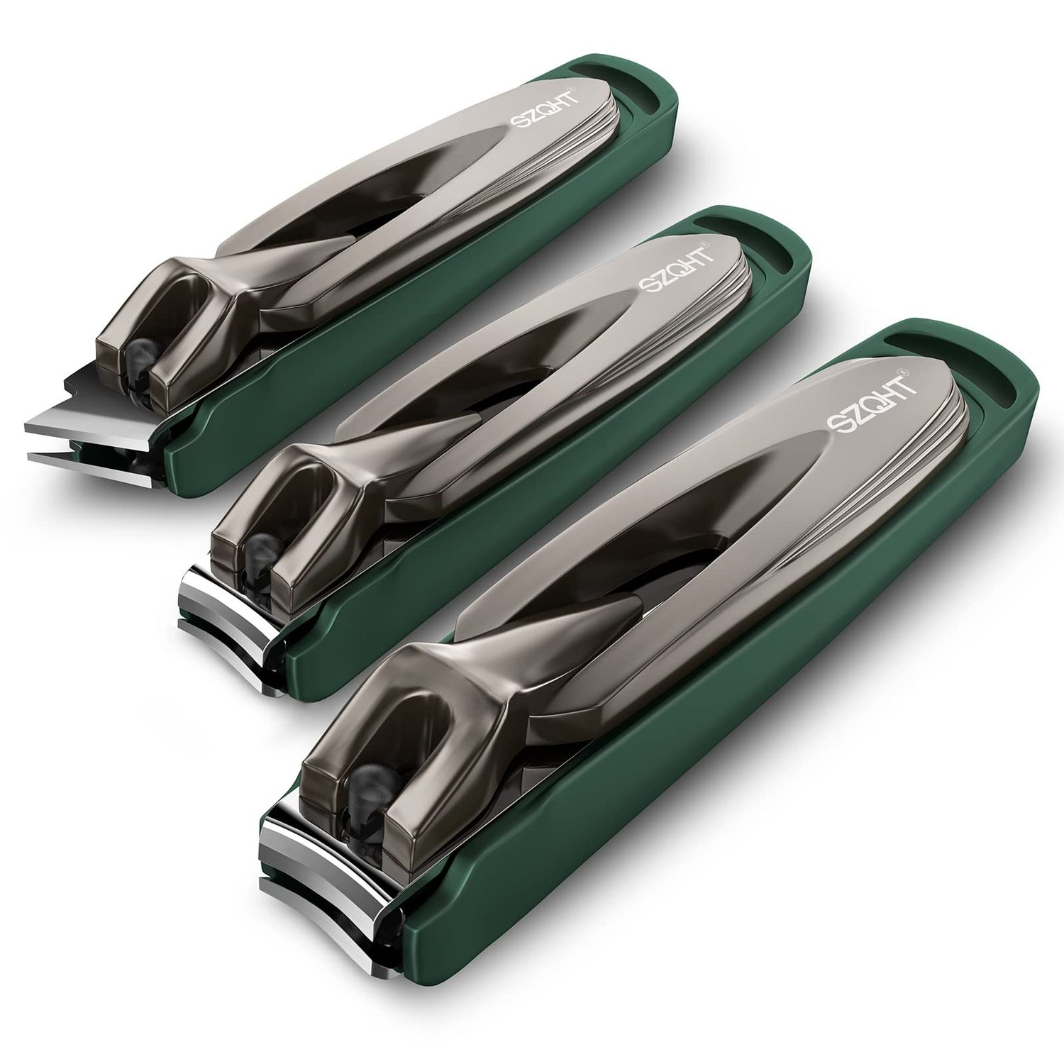 Nail Clippers Set-3 Pack,Fingernail Clippers&amp; Toenail Clipper for Men,Wowen,Nail Clippers with Catcher,Nail Cutter for Thick Toe Nails,Stainless Steel Ultra Sharp Sturdy