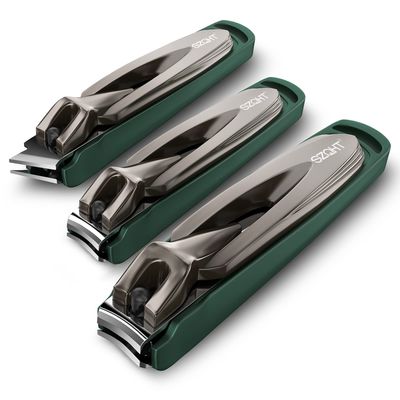 Nail Clippers Set-3 Pack,Fingernail Clippers&amp; Toenail Clipper for Men,Wowen,Nail Clippers with Catcher,Nail Cutter for Thick Toe Nails,Stainless Steel Ultra Sharp Sturdy