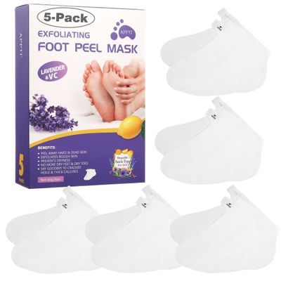 5 Packs Foot Peel Mask Exfoliating Callus Peel Natural Exfoliator Foot Mask for Dry Cracked Feet for Men and Women Feet Peeling Mask