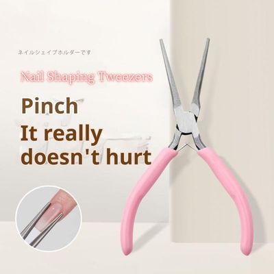 TIKMOON Nail Tip Pliers,Professional C Curve Nail Pincher - Stainless Steel Manicure Tool for Perfect Nail Sculpting - Nail Shaping Tweezers C Curve Nail Art Tools for DIY & Nail Salon Use, Pink