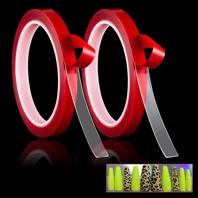 NOVAL Double Sided Tape 2 Rolls Press on Nails Adhesive Strong Sticky Mounting Tapes for Press on Nail Packaging