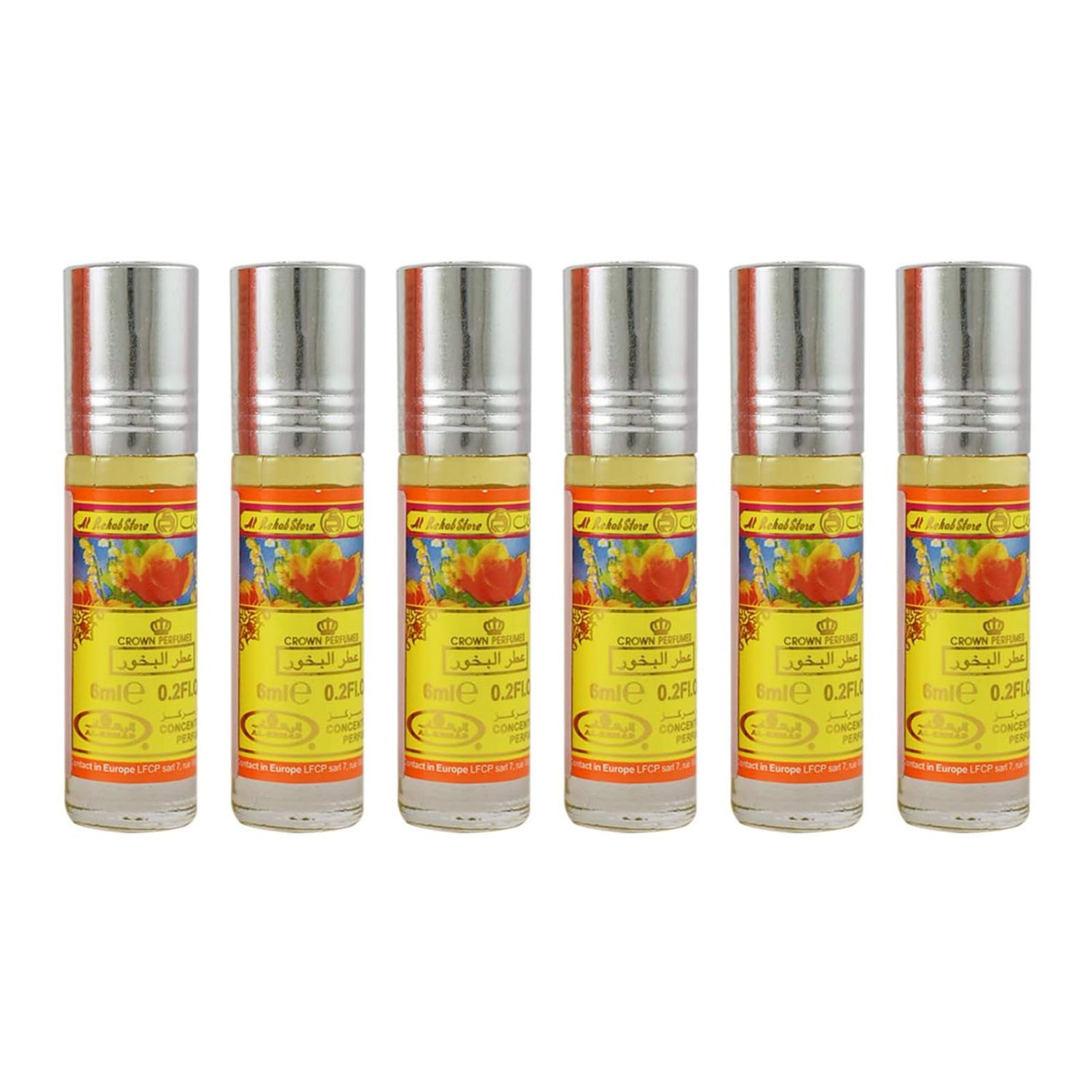 Al-Rehab Bakhour Concentrated Perfume Rollerball for Unisex, 6 Ml/0.20 Oz (Pack Of 6)