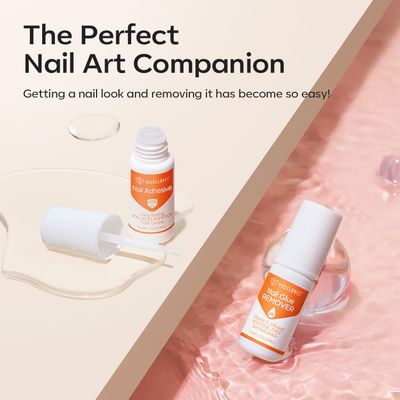 modelones 10ml coat set Nail Glue for Press On Nails with Remover Kit for Acylic Off for False Nails Non-Acetone Nail Polish Remove Vitamin E Non Dry Cracked