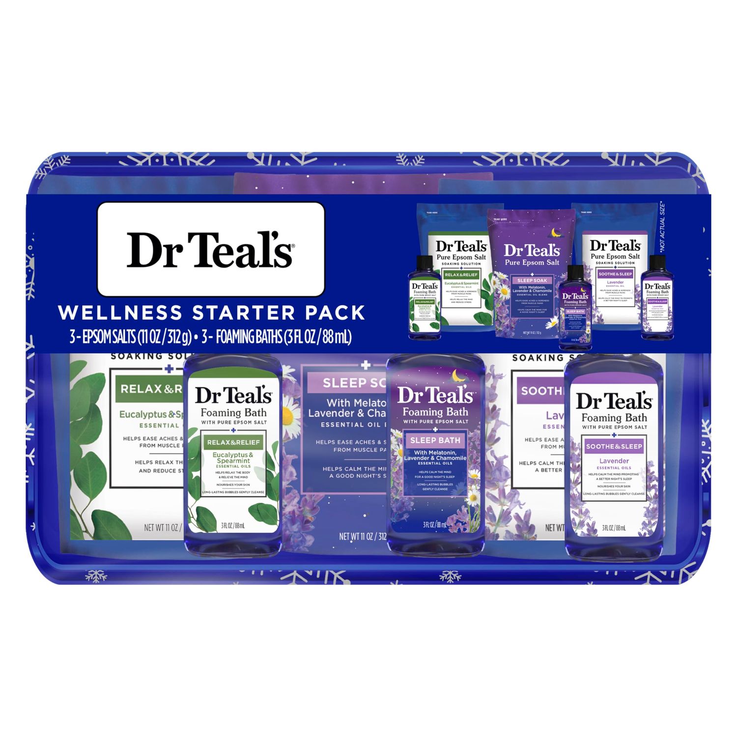 Dr Teals Pure Epsom Salt Soak Trio Gift Set with Eucalyptus, Sleep Blend &amp; Lavender, 6 Piece