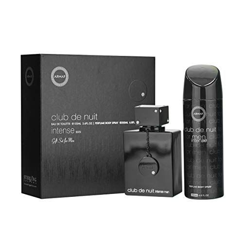 Armaf Club De Nuit Intense 2-Piece Set for Men, (3.6 Oz Eau de Toilette Spray 6.8 Oz Body Spray)
