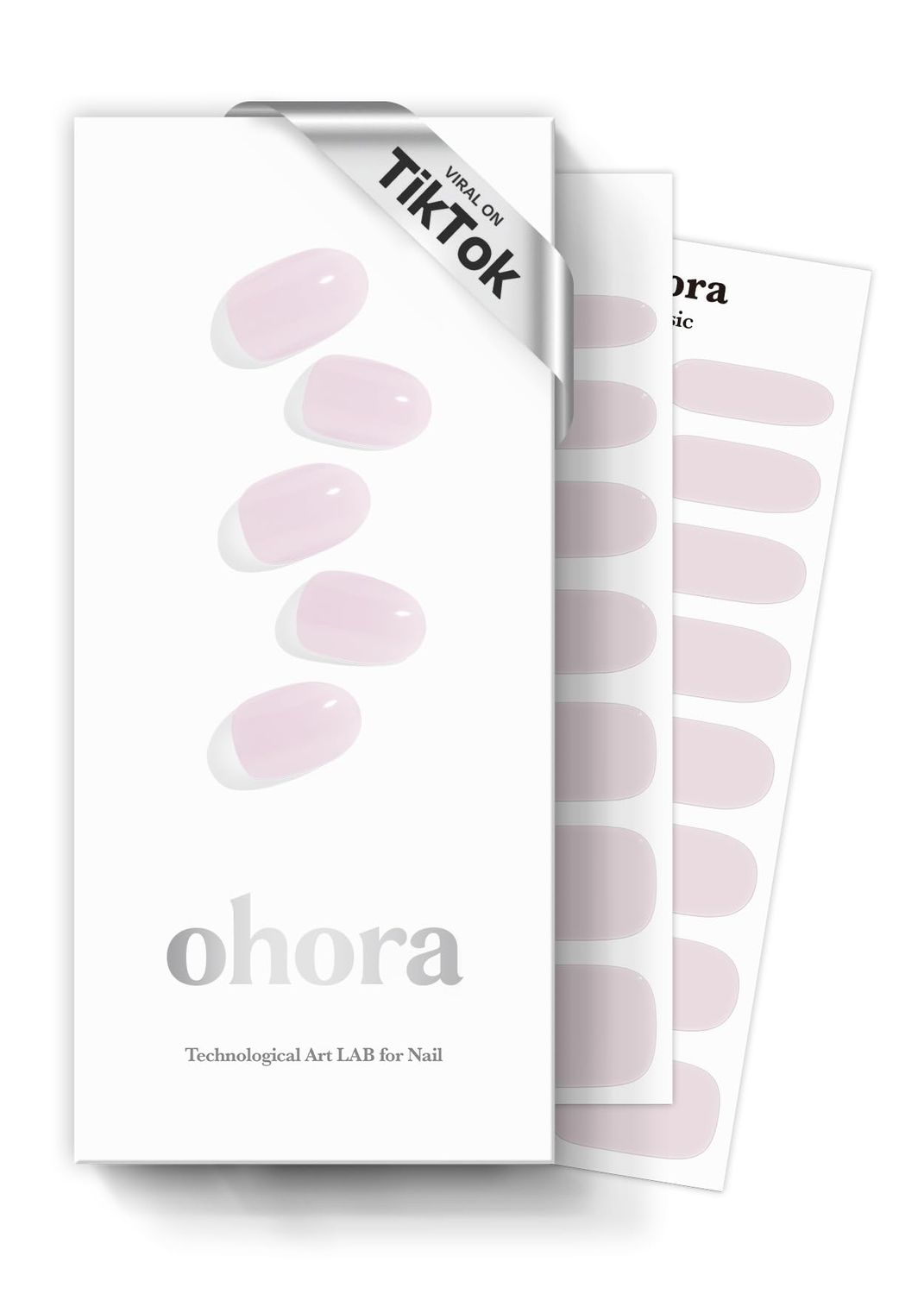 ohora Semi Cured Gel Nail Strips (N Bare Pink) - White, Solid, Works with Any UV/LED Lamps, Salon-Quality, Long Lasting, Easy to Apply &amp; Remove - Includes 2 Prep Pads, Nail File &amp; Wooden Stick