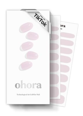 ohora Semi Cured Gel Nail Strips (N Bare Pink) - White, Solid, Works with Any UV/LED Lamps, Salon-Quality, Long Lasting, Easy to Apply &amp; Remove - Includes 2 Prep Pads, Nail File &amp; Wooden Stick