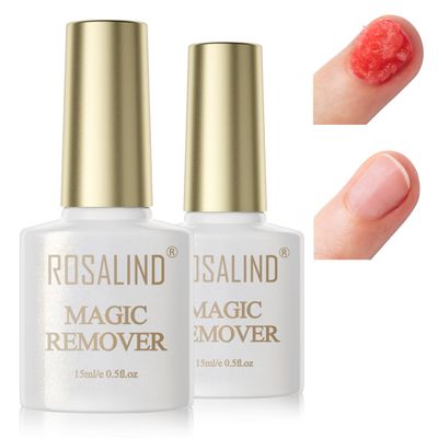 ROSALIND 2 Pack15ML) Gel Nail Polish Remover, Professional Gel Polish Remover for Nails,No Need for Foil, Quick &amp; Easy Polish Remover In 2-5 Minutes, No Need Soaking Or Wrapping