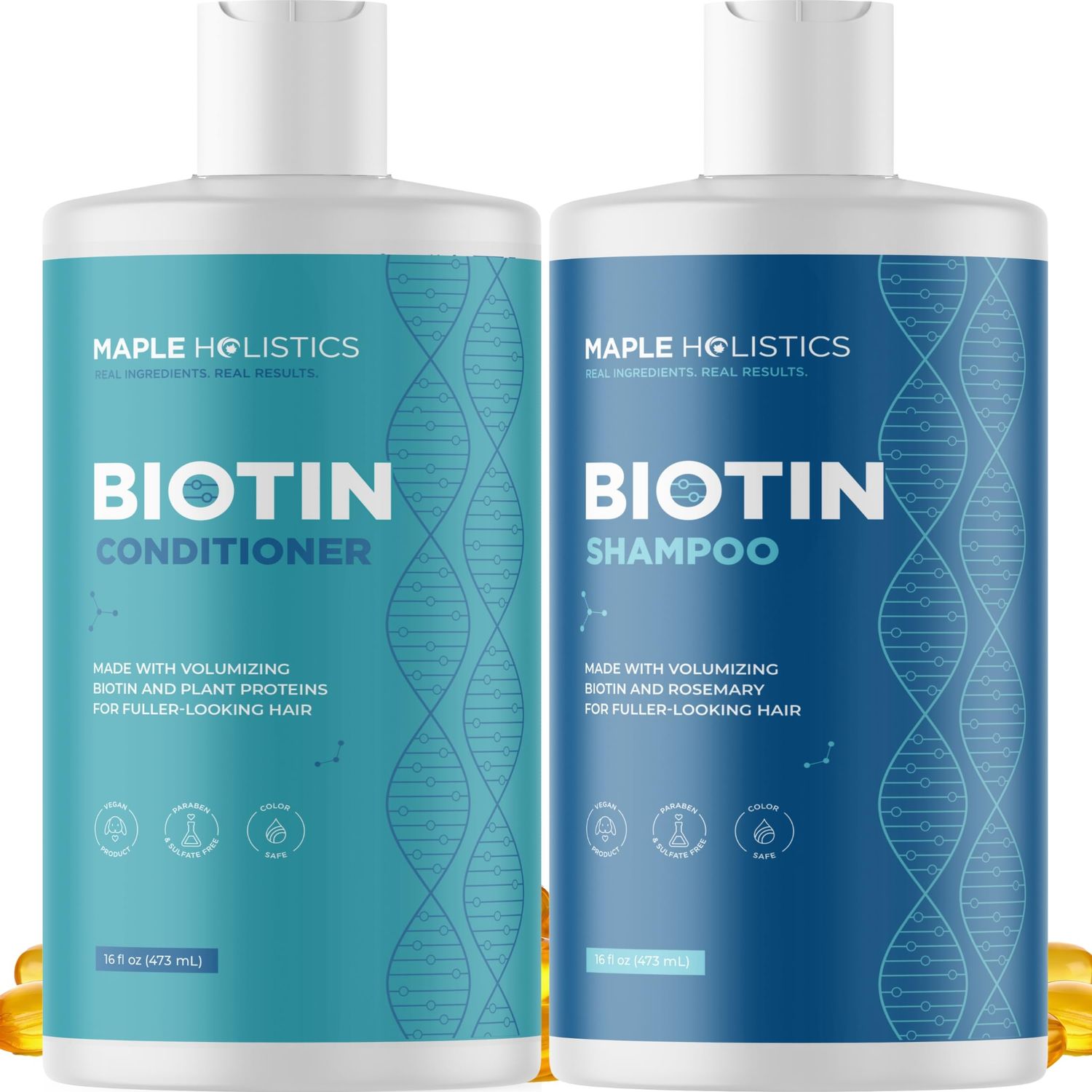 Rosemary Biotin Shampoo and Conditioner Set - Volumizing Shampoo and Conditioner for Thinning Hair for Women &amp; Men with Nourishing B Vitamins - Color Safe Sulfate Paraben &amp; Silicone Free (16 Fl Oz)