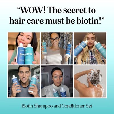 Rosemary Biotin Shampoo and Conditioner Set - Volumizing Shampoo and Conditioner for Thinning Hair for Women &amp; Men with Nourishing B Vitamins - Color Safe Sulfate Paraben &amp; Silicone Free (16 Fl Oz)