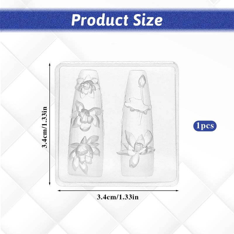 3D Lotus Flower Nail Art Mold, Silicone Carving Template for DIY Decorative Floral Resin Designs