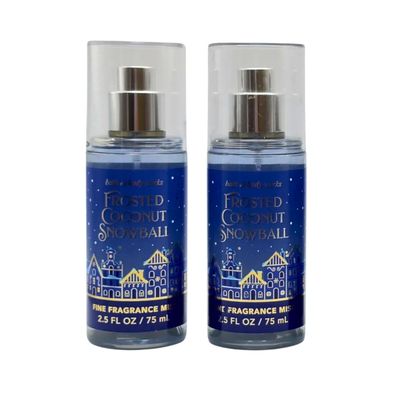 Bath &amp; Body Works Mini Travel Size Fine Fragrance Mists, 2.5oz Each, Set of 2 (Frosted Coconut Snowball)