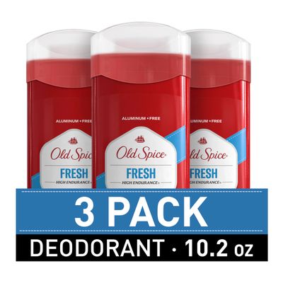 Old Spice Aluminum Free Deodorant For Men, High Endurance, 24/7 Sweat Defense &amp; Odor Protection, 24/7 Freshness &amp; Lasting Scent, Fresh Scent, 3.4 oz (Pack of 3)
