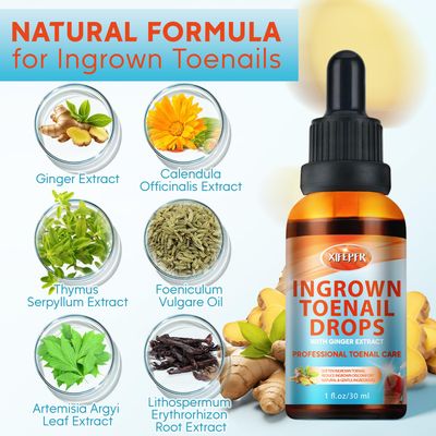 XIFEPFR Ingrown Toenail Kit, Ginger Ingrown Toenail Treatment, Drops with Tools for Big Toe Ingrown Pain Relief, Toenail Clippers For Thick & Ingrown Nails, Ingrown Toenail Removal Kit