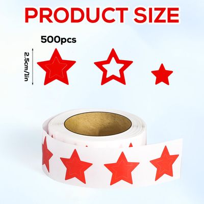 SAVITA Roll of 500 Red Star Tanning Stickers, 1 inch Star Stickers for Tanning Bed &amp; Sunbathing