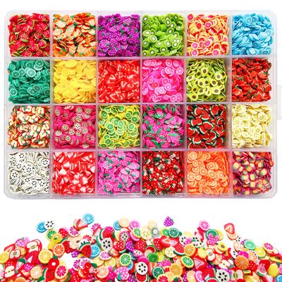 17800Pcs Fruit Slices Nail Art Slices Polymer Clay Slice Nail 3D Slice Colorful Art Supplies for DIY Crafts 24 Styles