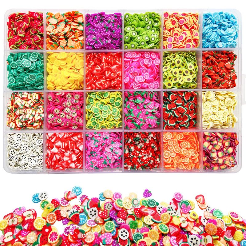 17800Pcs Fruit Slices Nail Art Slices Polymer Clay Slice Nail 3D Slice Colorful Art Supplies for DIY Crafts 24 Styles