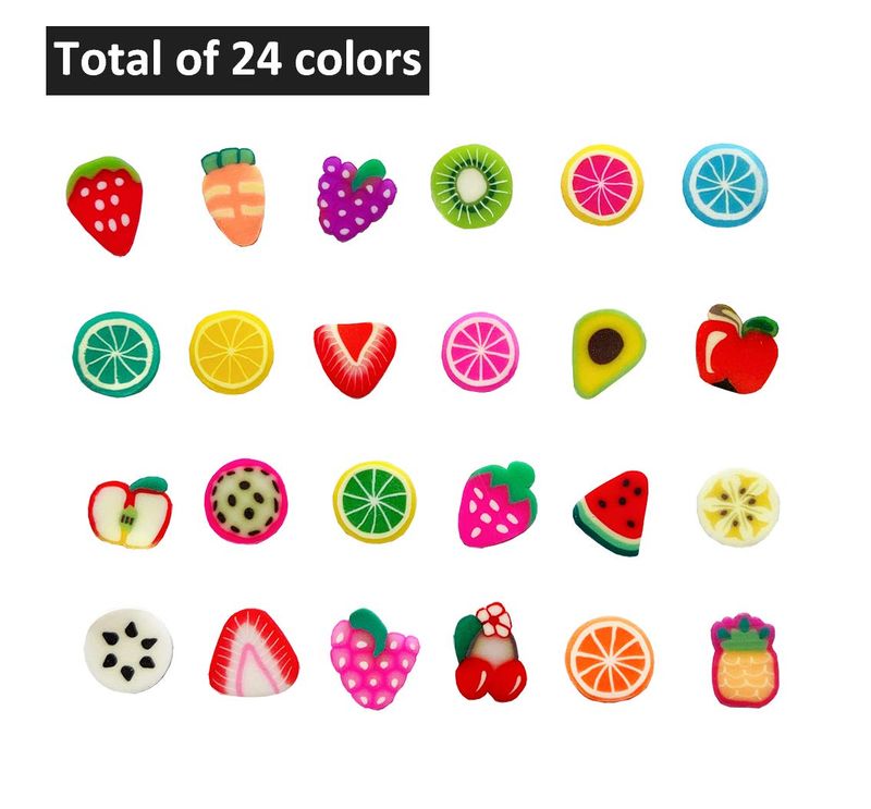 17800Pcs Fruit Slices Nail Art Slices Polymer Clay Slice Nail 3D Slice Colorful Art Supplies for DIY Crafts 24 Styles