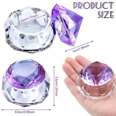Patelai 2 Pcs Nail Art Acrylic Liquid Powder Dappen Dish with Lid, Nail Crystal Bowl Glass Dapping Dish Bowl Glassware Crystal Cup Gift for Girls Manicure Care Tools DIY Manicure