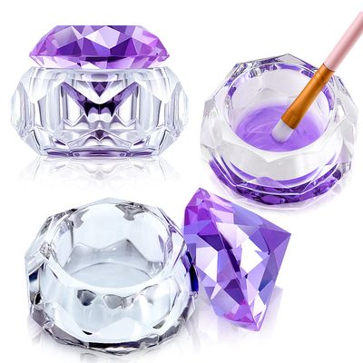 Patelai 2 Pcs Nail Art Acrylic Liquid Powder Dappen Dish with Lid, Nail Crystal Bowl Glass Dapping Dish Bowl Glassware Crystal Cup Gift for Girls Manicure Care Tools DIY Manicure