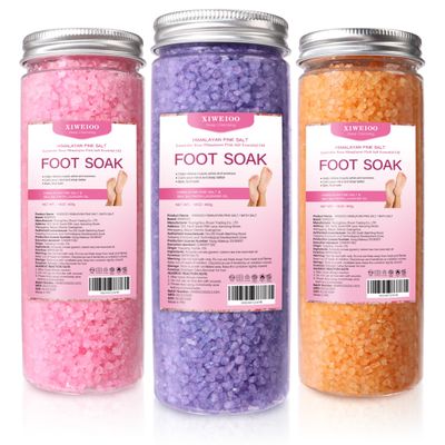 XIWEIOO 3 Pack Foot Soak Salts Kit Epsom Salt - Himalayan Pink Salt - Dead Sea Salt - Foot spa care Best for Good Sleep Essential Oils, Gifts for Mom women Tea Tree Oi Lavender rose