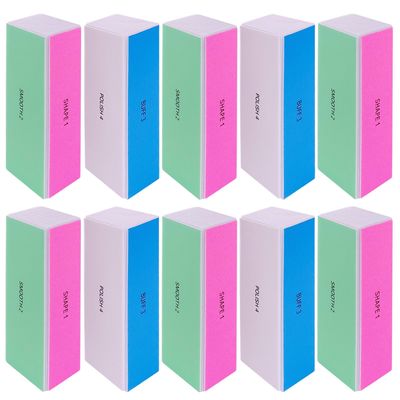 4 Way Nail Buffer Block (10 Pcs), Nail Shine Buffers Blocks Files for Natural and Acrylic Nails Smoother Buffing Block Polisher Fingernail File Buffer 120/240/600/3000 Grit for Buffing Shinning