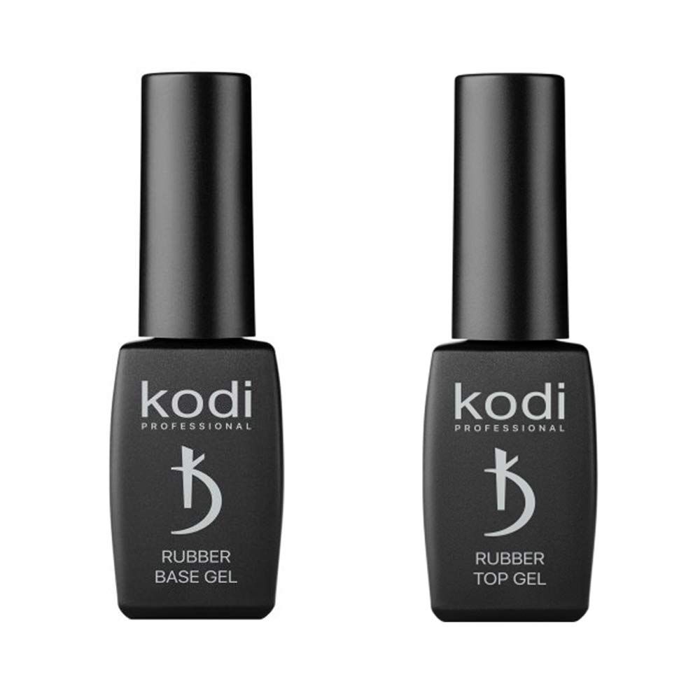Kodi Professional BEST SET 2in1 Rubber BASE 8ml. (0.27oz) Rubber TOP 8ml. (0.27oz) Gel LED/UV Nail Polish Coat Soak Off Original
