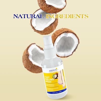 Instant Foot Peeling Spray- Coconut Foot Peeling Spray Instantly Remove Dead Skin, Hydrate &amp; Nourish. Exfoliate Dry, Rough Skin- 4 fl.oz