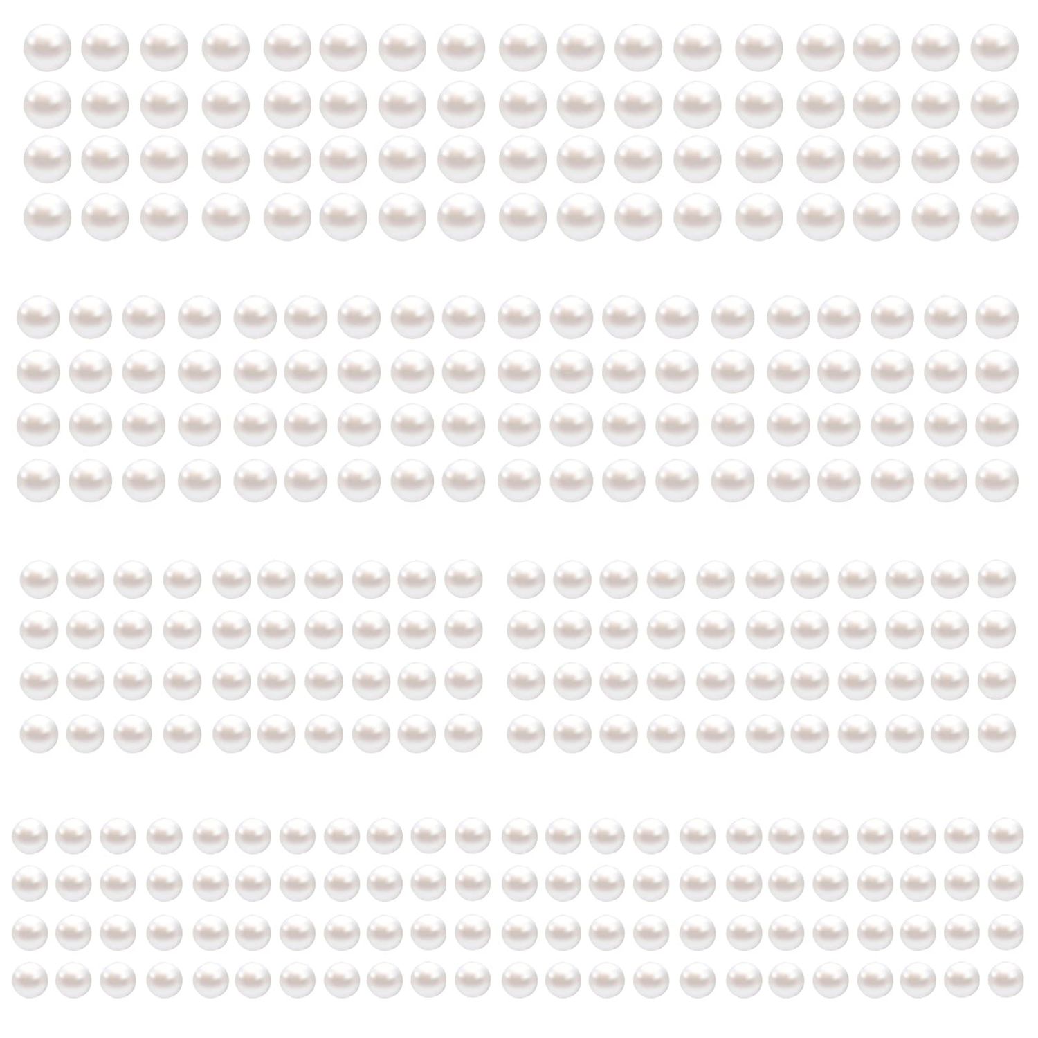 LOMIMOS 3090 Pcs Pearl Stickers,4 Size Self Adhesive Beige Flat Faux Back Pearl Embellishment Stickers Sheet for Face Beauty Makeup Hair Nail Phone DIY Craft Decor, 3/4/5/6mm