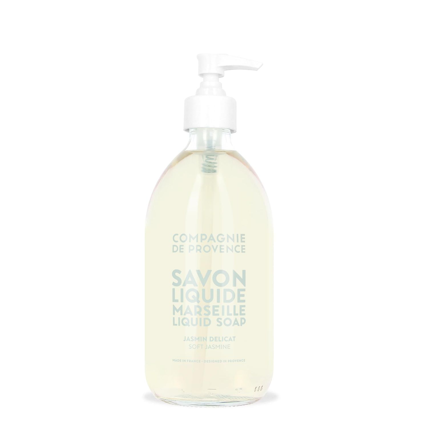 Compagnie de Provence Savon de Marseille Extra Pure Liquid Soap - Sweet Jasmine, Moisturizing Hand and Body Wash, 16.7 Fl Oz Glass Pump Bottle