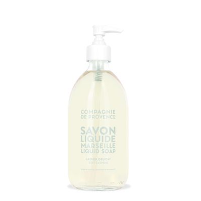 Compagnie de Provence Savon de Marseille Extra Pure Liquid Soap - Sweet Jasmine, Moisturizing Hand and Body Wash, 16.7 Fl Oz Glass Pump Bottle