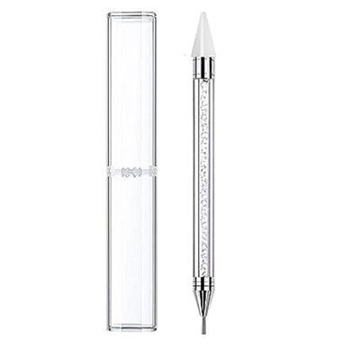 Wax Pencil for Rhinestones,Acrylic Handle Rhinestone Applicator Double Head Dotting Pen Jewel Rhinestone Picker Tool with Storage Case (White)