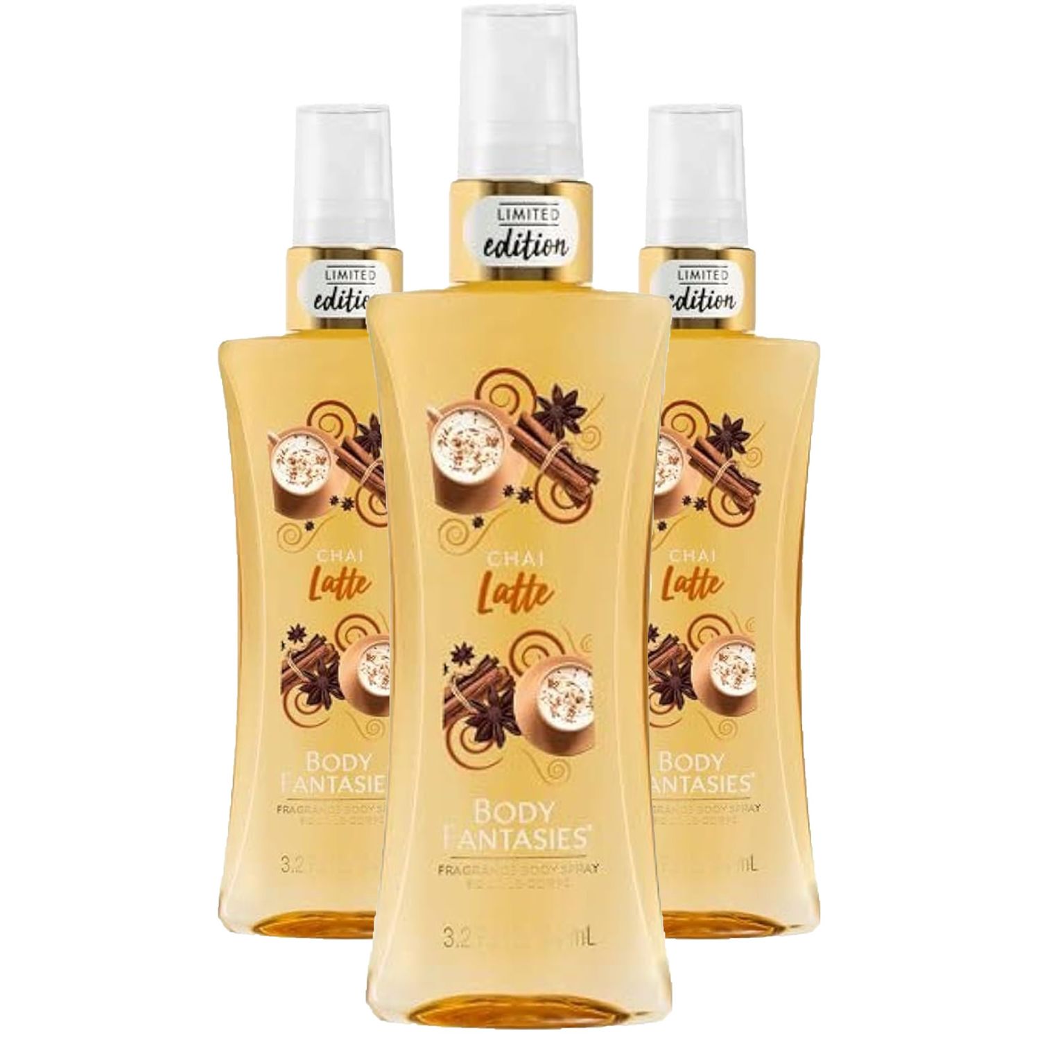 Body Fantasies Signature Chai Latte, 3.2 oz, Body Spray - 3 Pack (Chai Latte)