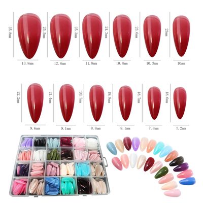 576 Pieces Press On Nails, Nail Tips, 24 Colors Colourful 12 Sizes Full Cover Press On Nails Long Glossy Press On Nails