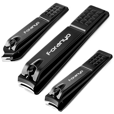Nail Clippers,3 Piece Toenail Clippers Fingernail Clipper Nail Clippers for Men Women Adult, Nail Cutter Nail Clippers Set for Thick Toenails &amp; Nails Black-no Case