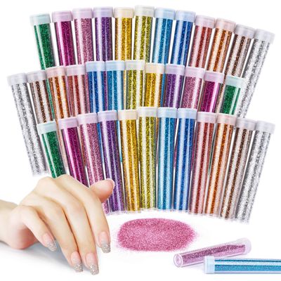 MAQIHAN 36 PCS Ultra Fine Glitter for Crafts - Glitter Powder Rainbow for Craft Resin Slime for Nail Body Hair Face Bulk Set of 12 Colors