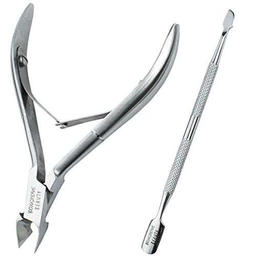 Professional Cuticle Cutter &amp; Pusher Trimmer Manicure Tools with Double Spring- Perfect Nail Care Tool for Manicure &amp; Pedicure Beauty at Home/Spa/Saloon