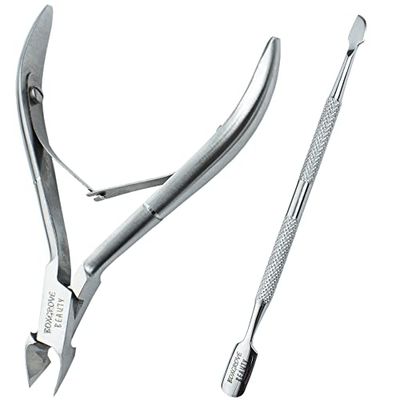 Professional Cuticle Cutter &amp; Pusher Trimmer Manicure Tools with Double Spring- Perfect Nail Care Tool for Manicure &amp; Pedicure Beauty at Home/Spa/Saloon