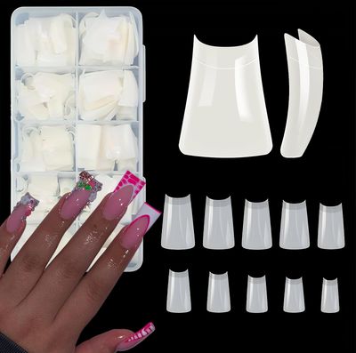 ASONRL 500Pcs Natural Duck Nail Tips, 10 Sizes Pre-Shaped Professional Press Ons for Nail Extension - Half Cover Acrylic Soft Gel Tips for Home DIY Nail Salon With Box