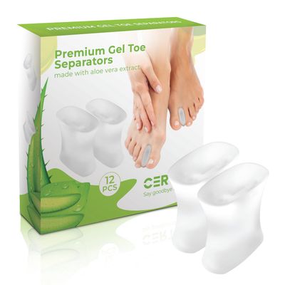 Gel Toe Spacers - for Straightening Overlapping Toes - Ideal for Bunions, Corns, Blisters &amp; Rubbing - Comfortable Toe Separators for Men and Women - 12 Pack Clear