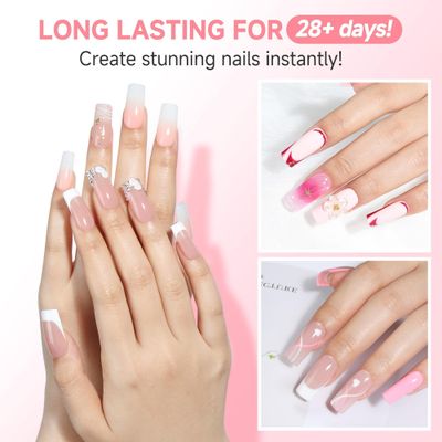 UNA GELLA Square Nail Tips X-Soft Thicker Flexible Gel Nais 330PCS Pre-etched Square Nail Tips Press on Full Cover Acrylic Fake Nails Strength Clear Square Nails for Nail Extensions DIY Salon 15 Sizes
