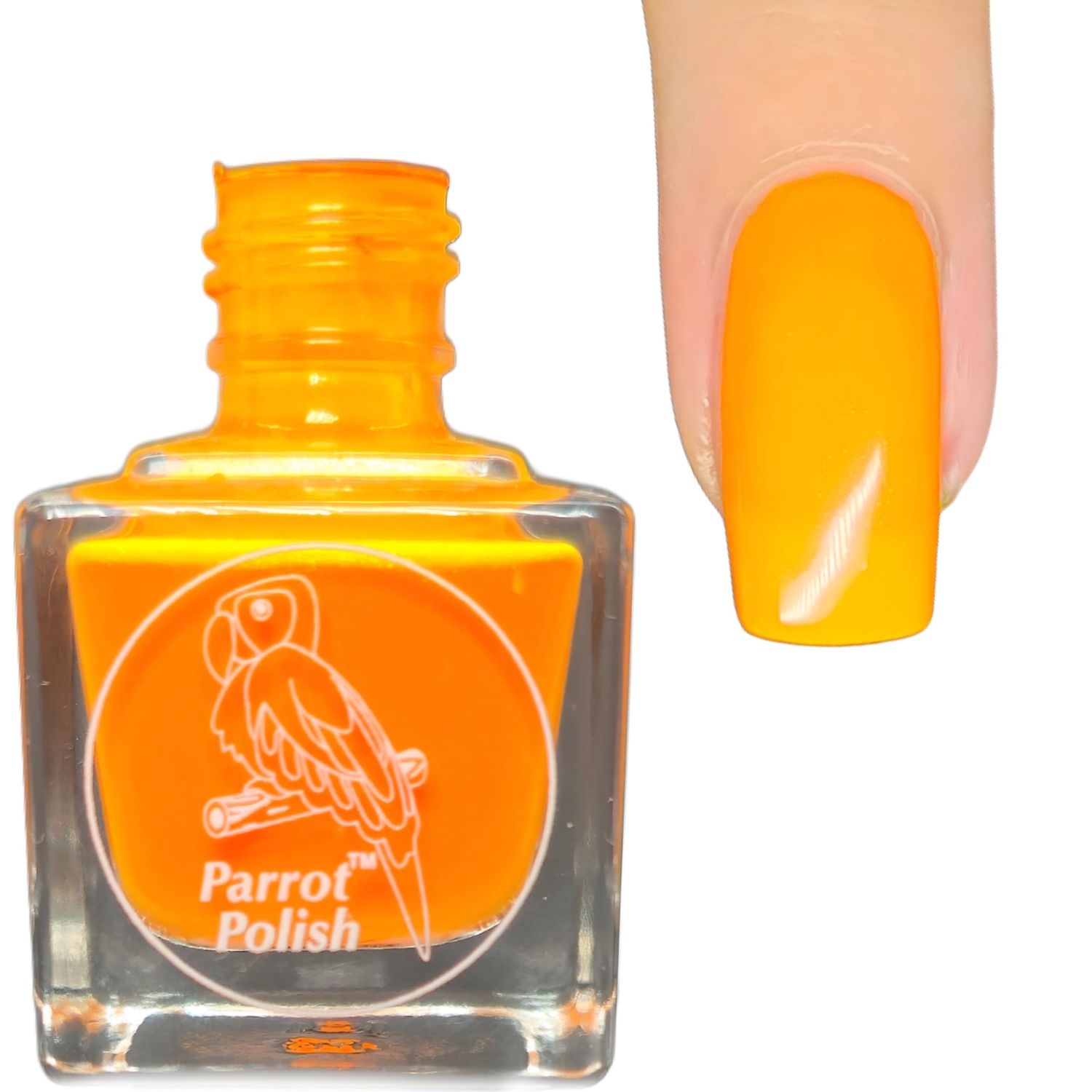 Parrot Polish Orangutan Orange Neon Nail Polish, Bright Solid Color Lacquer