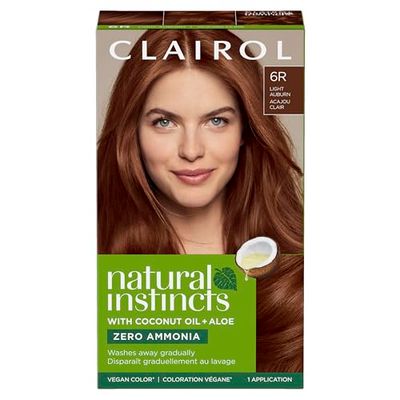 Clairol Natural Instincts Demi-Permanent Hair Dye, 6R Light Auburn Hair Color, Pack of 1