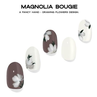 Adora Couture Semi Cured Gel Nail Strips with 30 Pieces, Salon Quality Nail Wraps for Women, Glossy Magnolia Flowers Glaze UV Gel Nail Stickers, UV Light Required, Magnolia