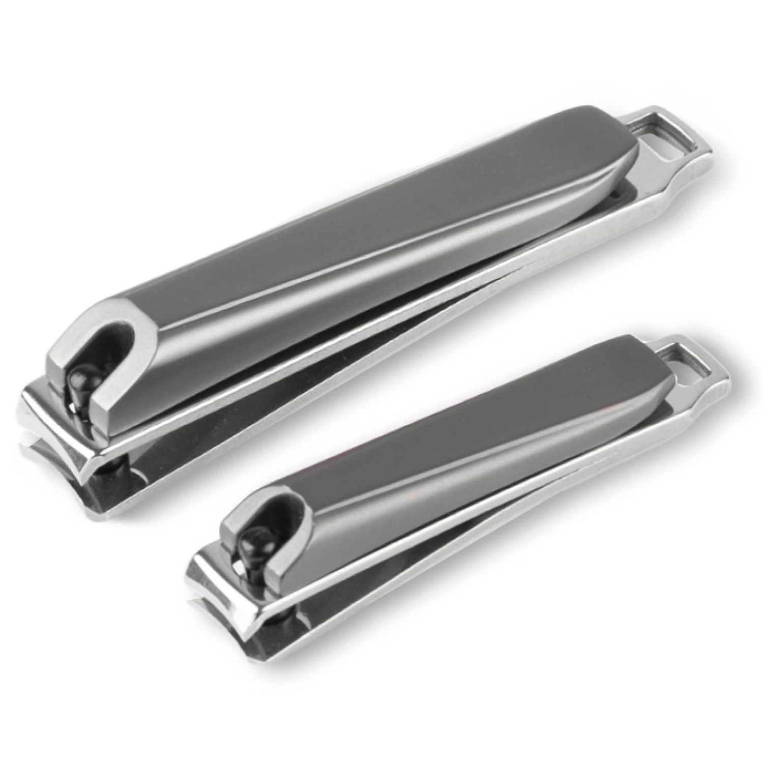 H&amp;S Stainless Steel Nail Cutter Set for Men &amp; Women - Set of 2 - Premium Nail Clippers with Built-in Filer and Catcher - Toe Nail Clipper with Curved Shaped and A Carry Sack