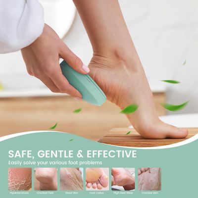 BEZOX Nano Glass Foot File Callus Remover with Cover - Gentle Glass Foot Pumice Stone, Effective Feet Scrubber for Dead Skin, and Portable Pedi Egg Foot Care Tool - Green