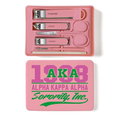 TTJHGYQO Nail Clippers and Beauty Tool Portable Set Nail Clipper Set Manicure Set 6 in 1 AKA Sorority Gifts Suitable for for Women Home, Workplace, Outdoor Travel,Etc. (AKA Pink)