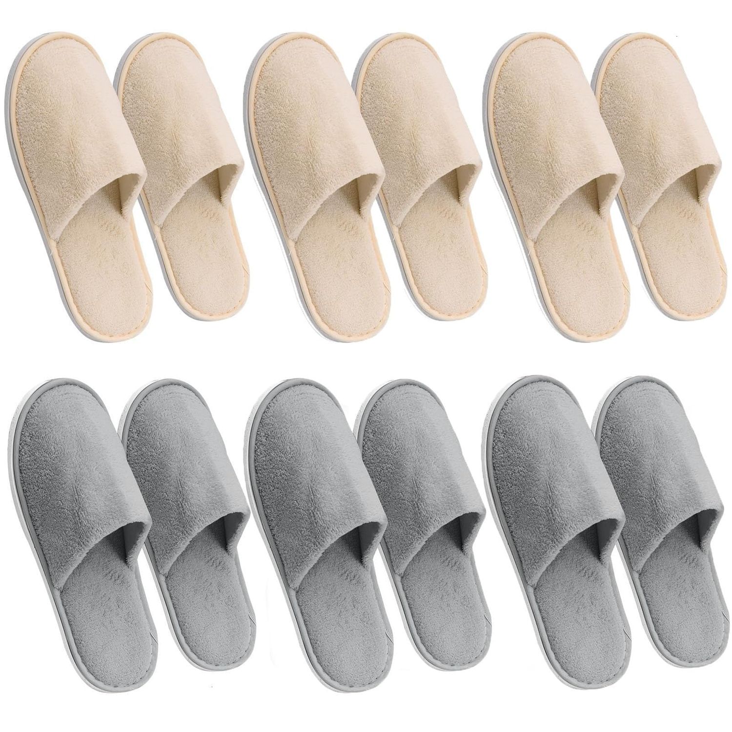 AQUEENLY House Slippers for Guests, Washable Spa Slippers Disposable Slippers for Guests, Hotel Slippers Guest Slippers for Shoeless Home, Non Slip Indoor Slippers Home Slippers for Women Men (6 Pa...