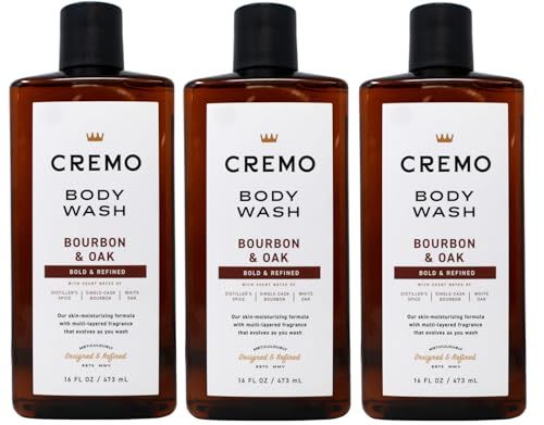 Cremo All Season Body Wash, Bourbon &amp; Oak, 16 Ounce (Pack of 3)